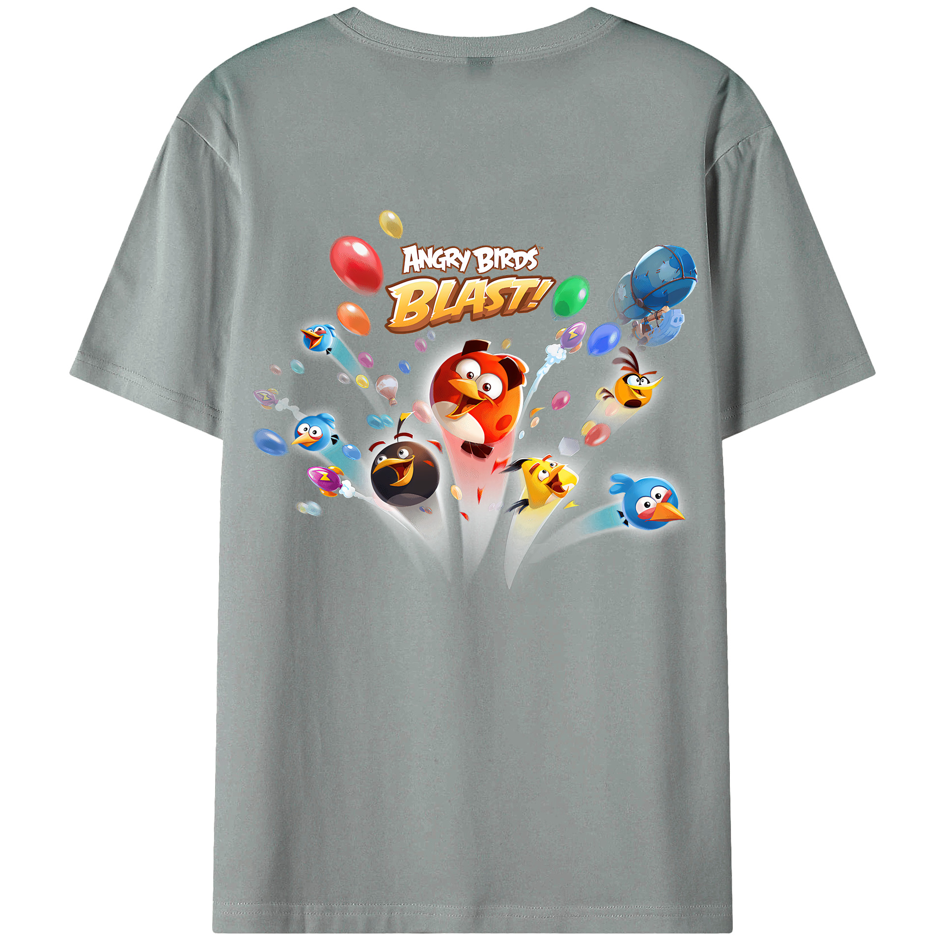 （画像用） Angry Birds アングリーバード 綿100％ メンズ半袖Tシャツ（バックプリント） 通気性